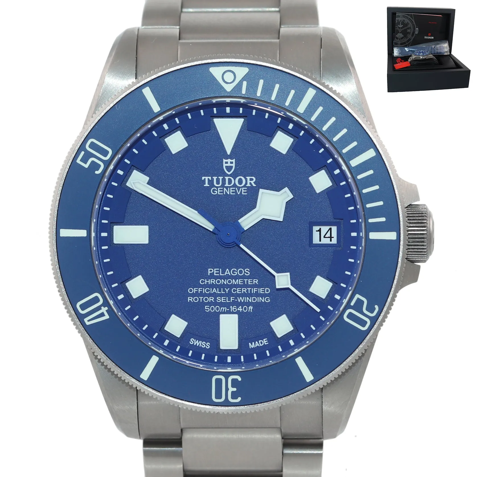 Tudor Pelagos Titanium 42mm Dive 25600 TB Blue Lume In House Date Watch Box