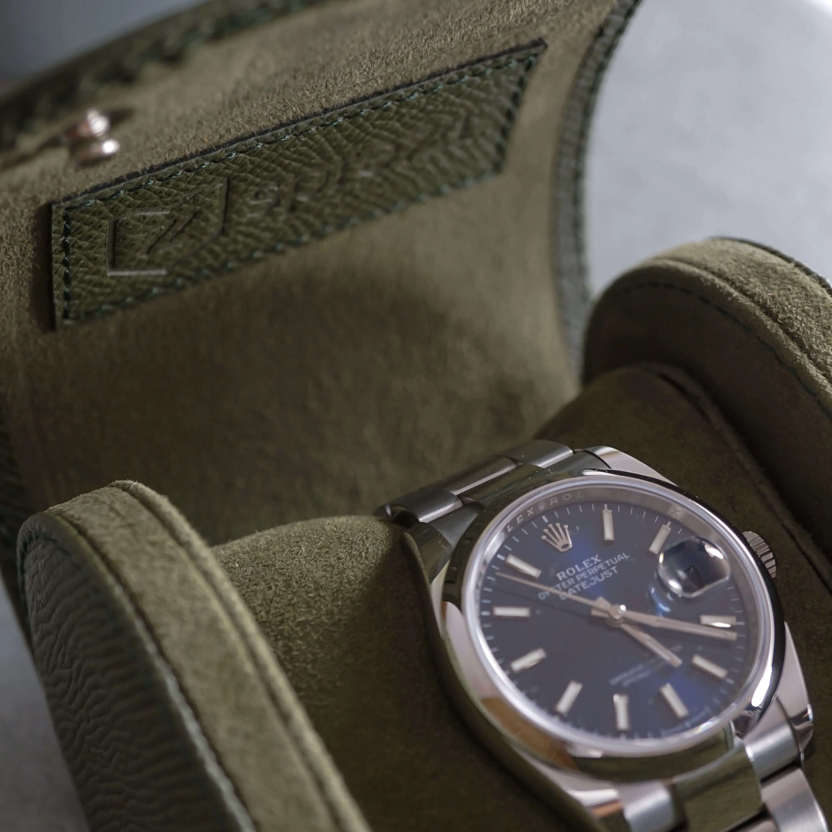 Uhrenrolle aus Leder für 1 Uhr [Khaki]