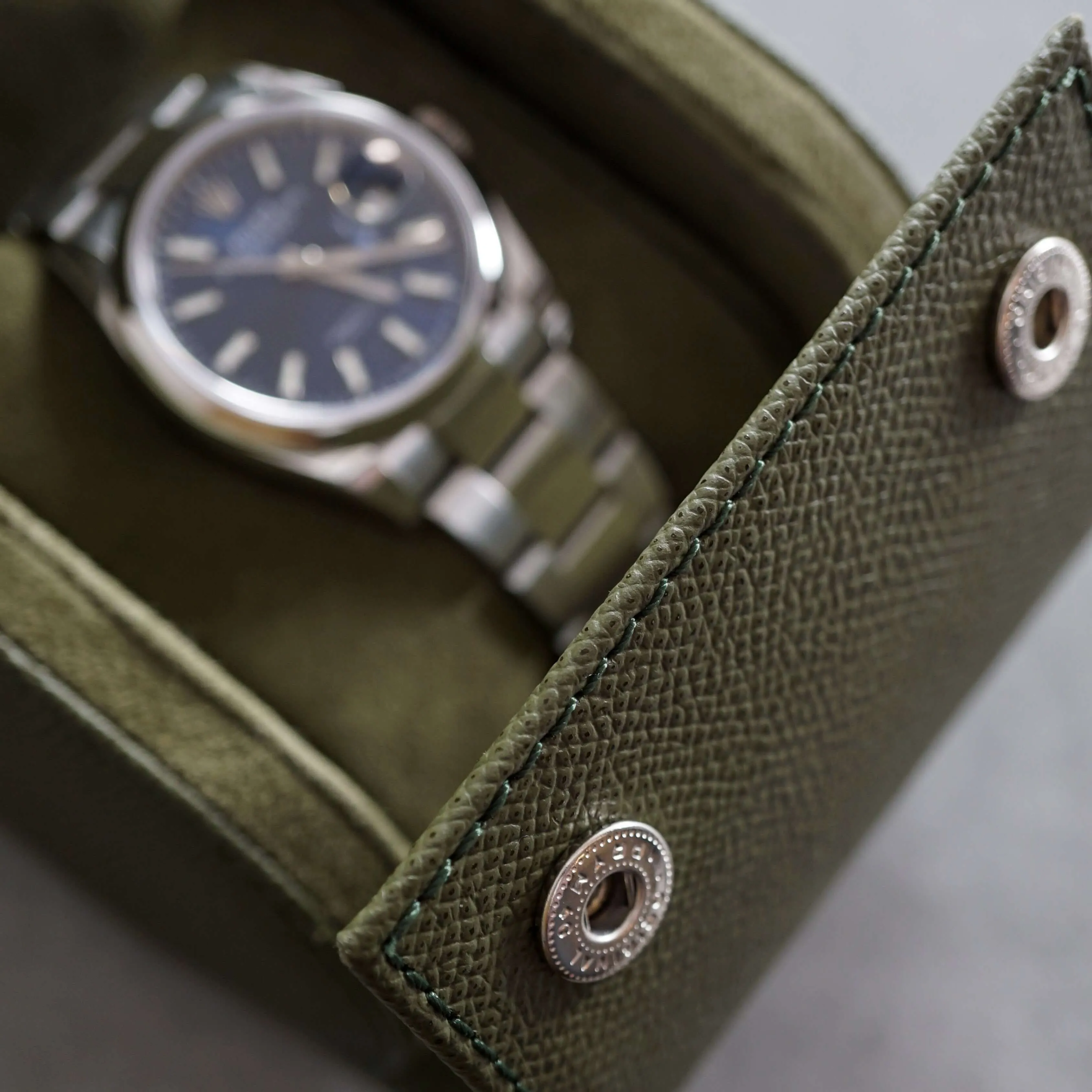 Uhrenrolle aus Leder für 1 Uhr [Khaki]
