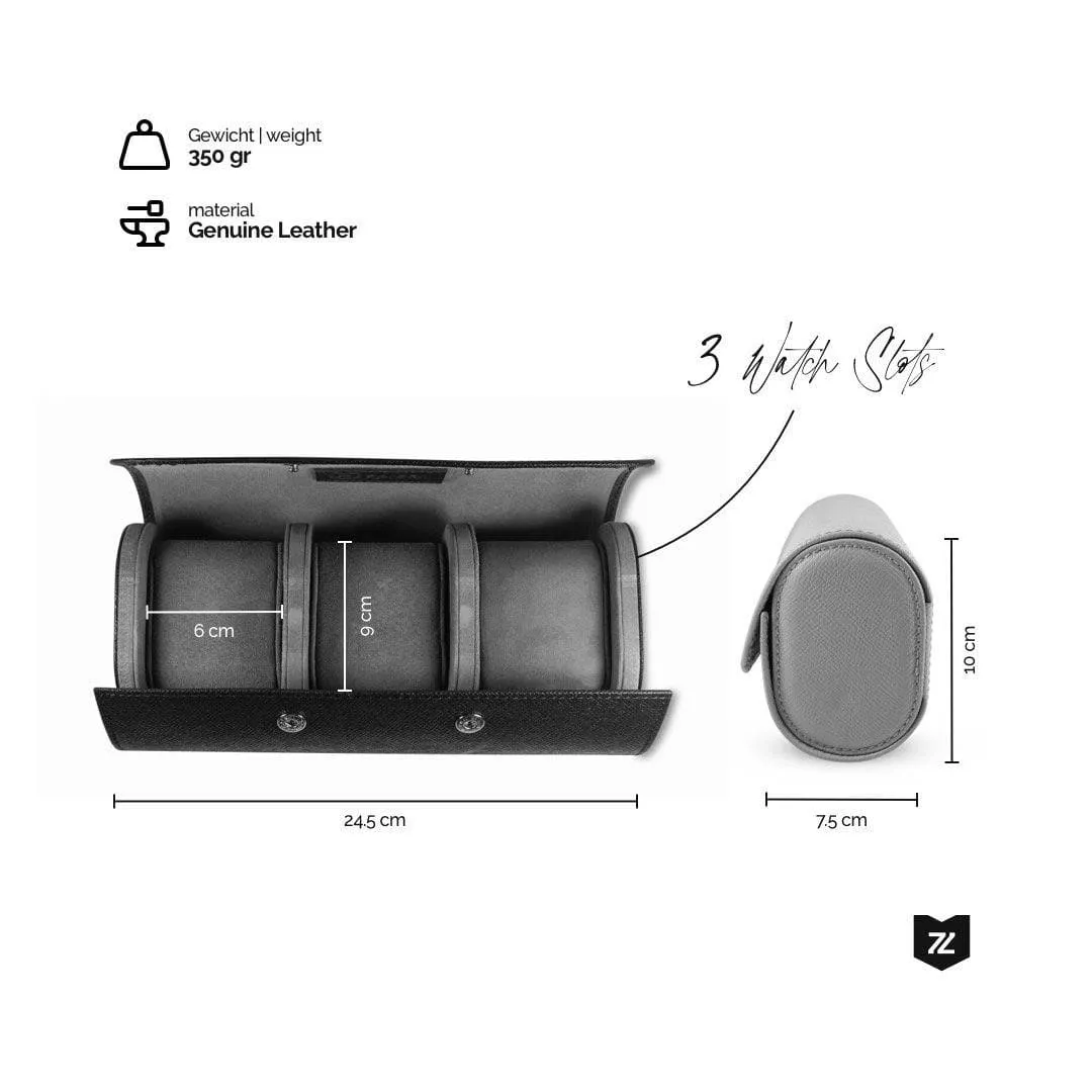 Uhrenrolle aus Leder für 3 Uhren [Khaki]