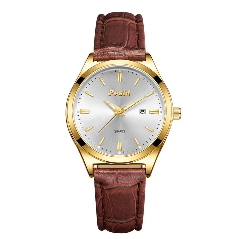 Unisex Fashion Dual Calendar Quartz Watches – Luminous Dial, Leather Strap