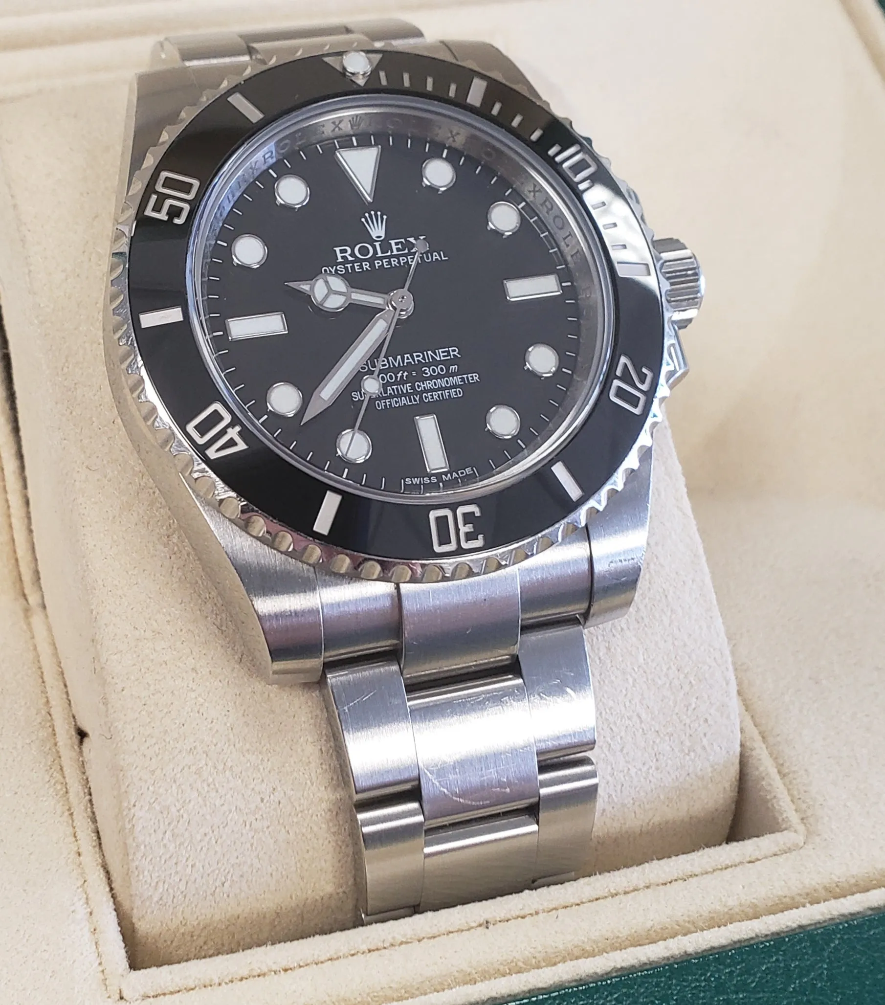 UNPOLISHED 2014 Rolex Submariner No-Date Steel Dive Ceramic 40mm Watch 114060