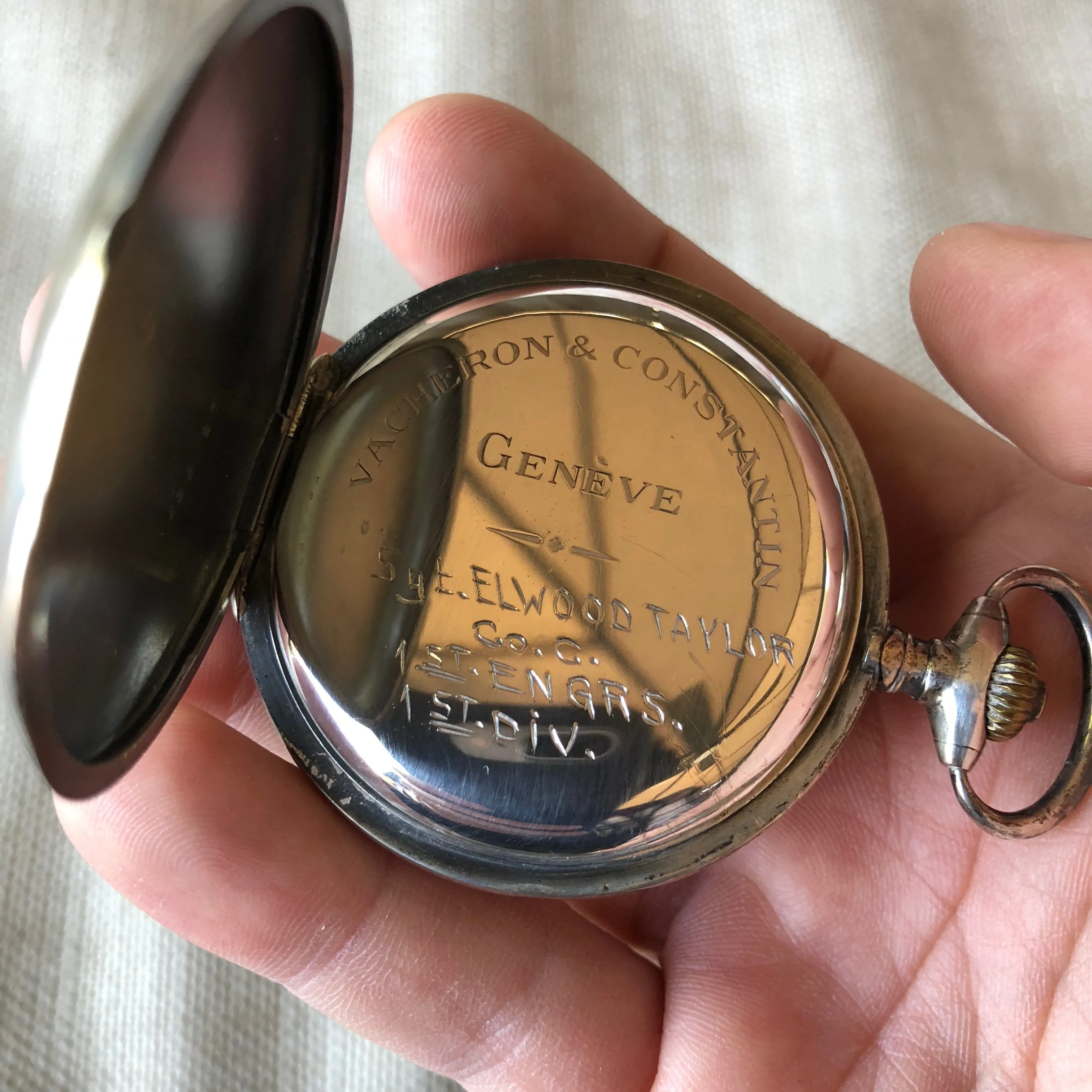 Vacheron & Constantin Military Chronograph WWI Army Corps of Engineers Silver Pocket Watch