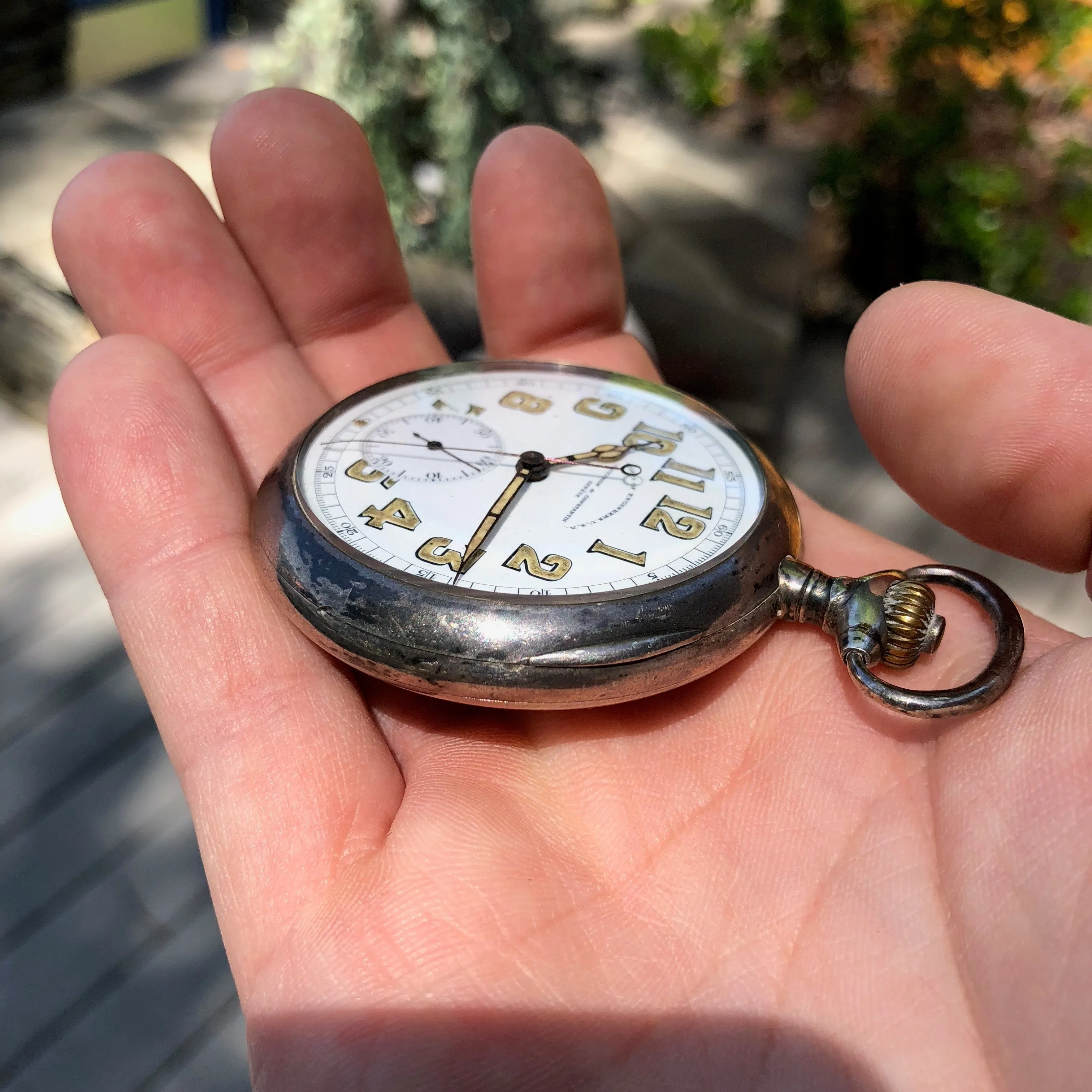Vacheron & Constantin Military Chronograph WWI Army Corps of Engineers Silver Pocket Watch