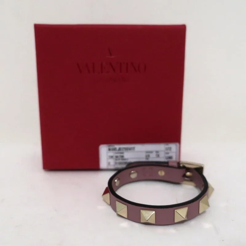 Valentino Rockstud Bracelet Poudre Pink Leather NEW