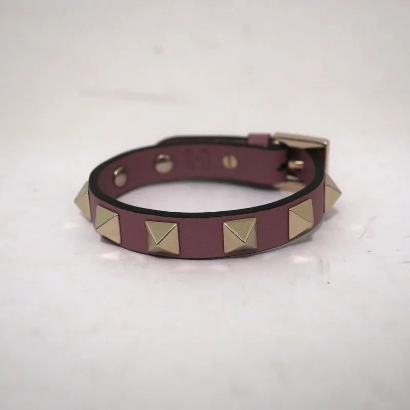 Valentino Rockstud Bracelet Poudre Pink Leather NEW