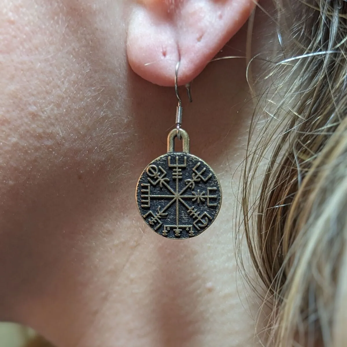 Vegvisir bronze earrings