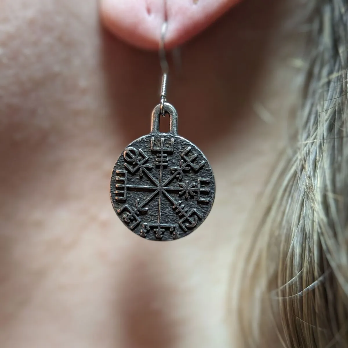 Vegvisir bronze earrings