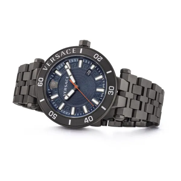 Versace Greca Sport Black Stainless Steel Blue Dial Quartz Watch for Gents - VEZ300621