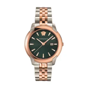 Versace V-Urban Two-tone Stainless Steel Green Dial Quartz Watch for Gents - VELG 00619