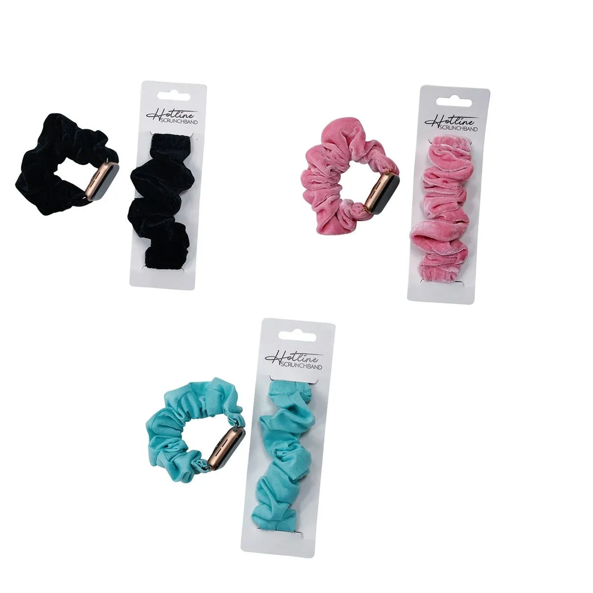 Watch Bands - Black, Blue, or Pink Velvet Scrunch Band -Apple Compatible