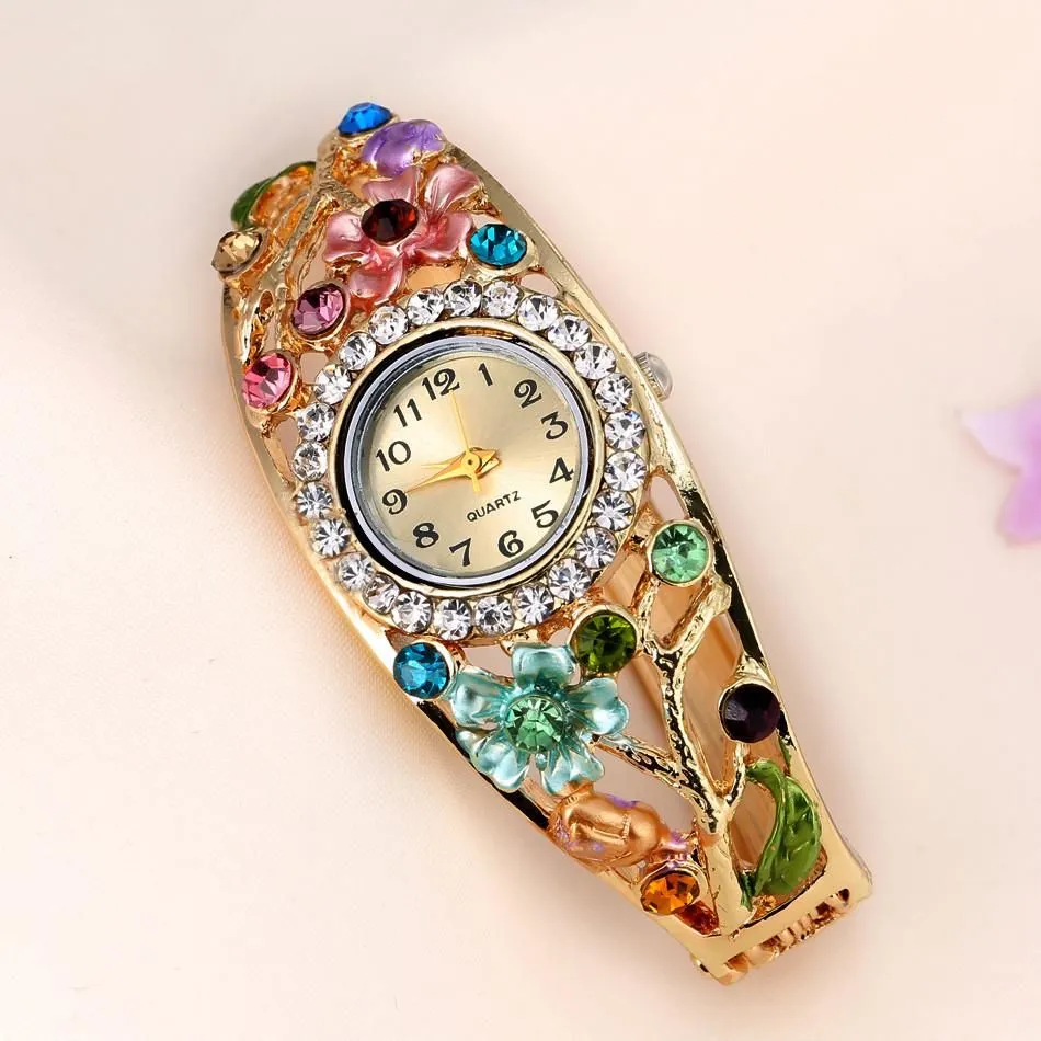 Women's Flower And Branch Glass Watch