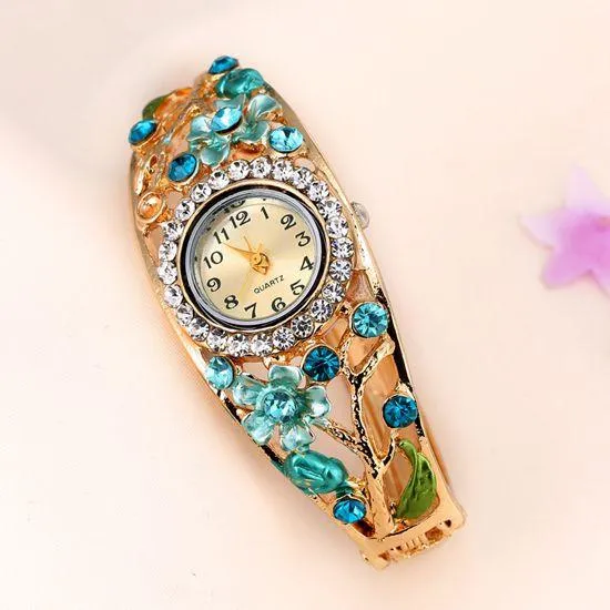 Women's Flower And Branch Glass Watch