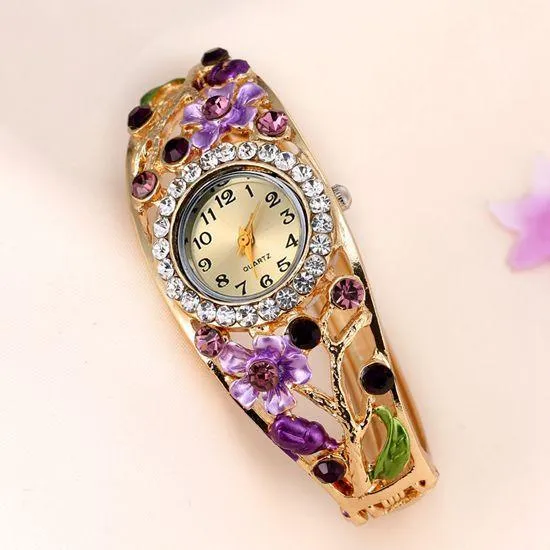 Women's Flower And Branch Glass Watch