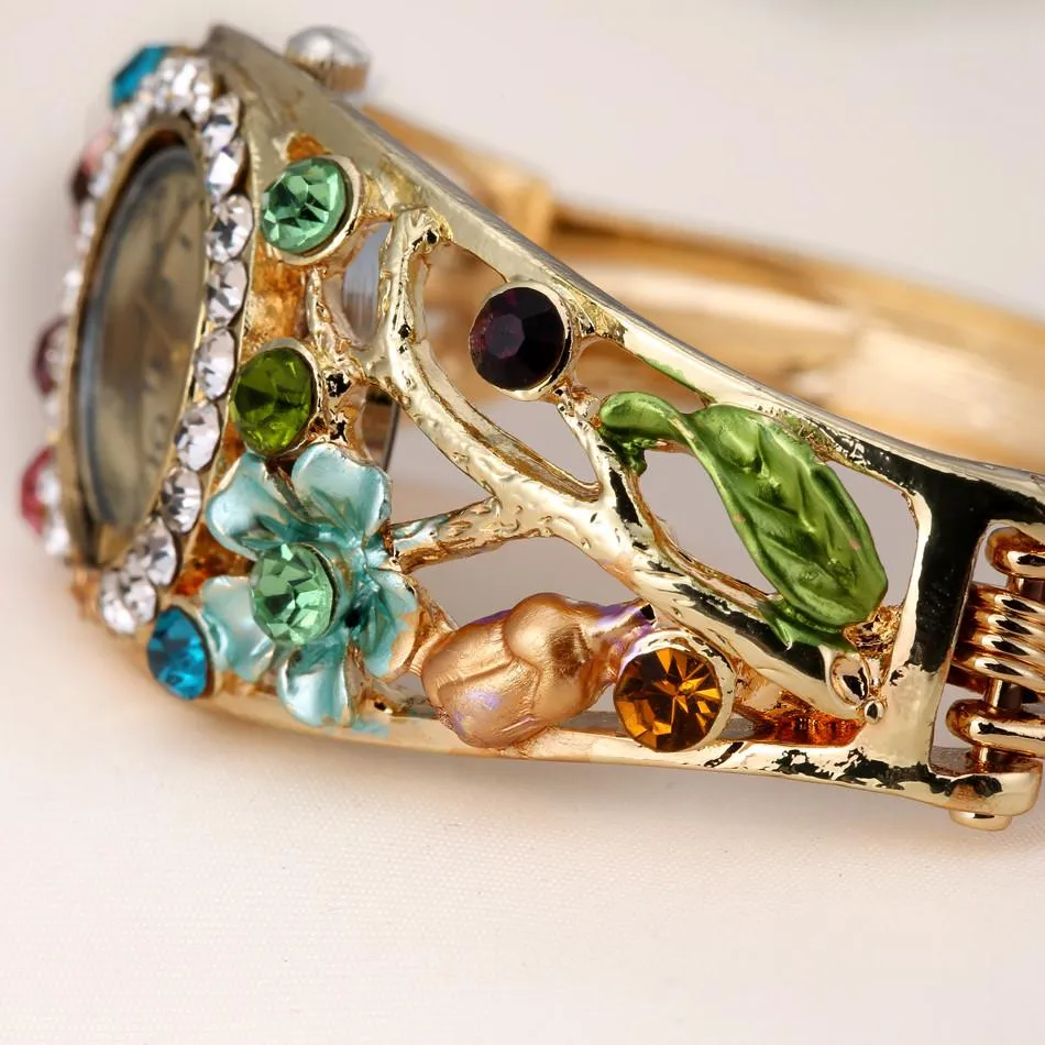 Women's Flower And Branch Glass Watch