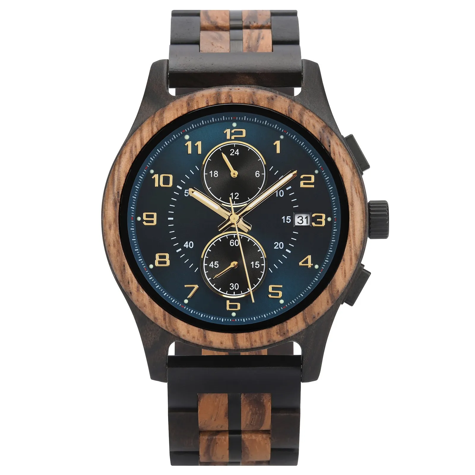 ZEBON - Men Wood Watch Chronograph