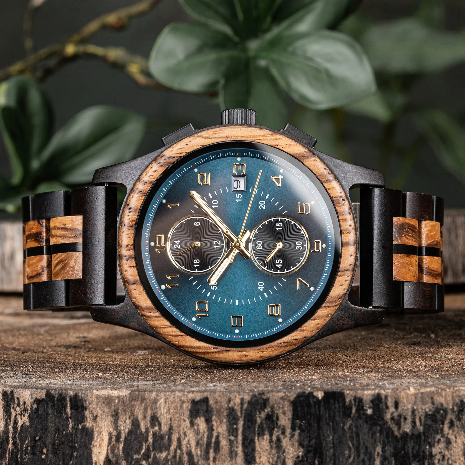 ZEBON - Men Wood Watch Chronograph