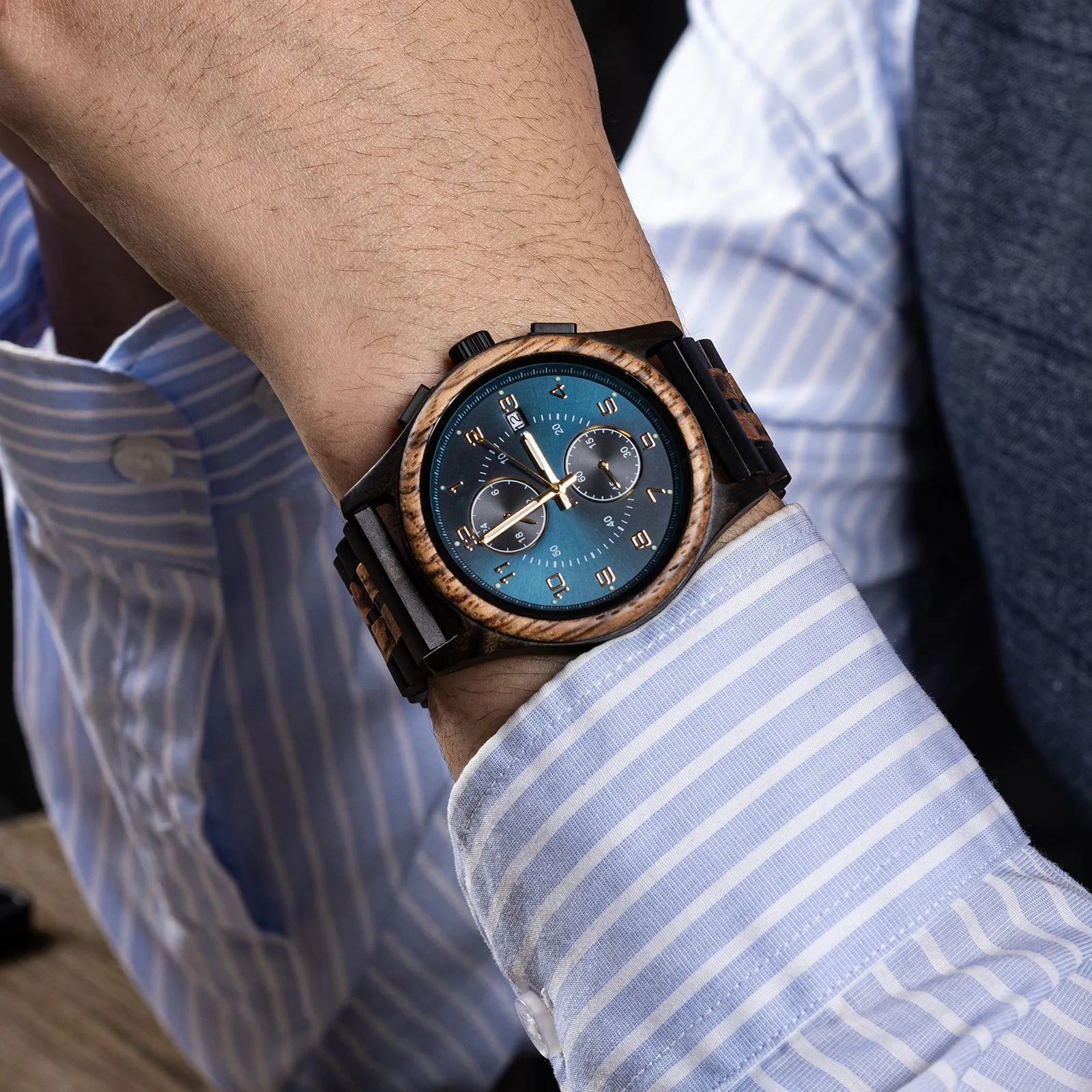 ZEBON - Men Wood Watch Chronograph
