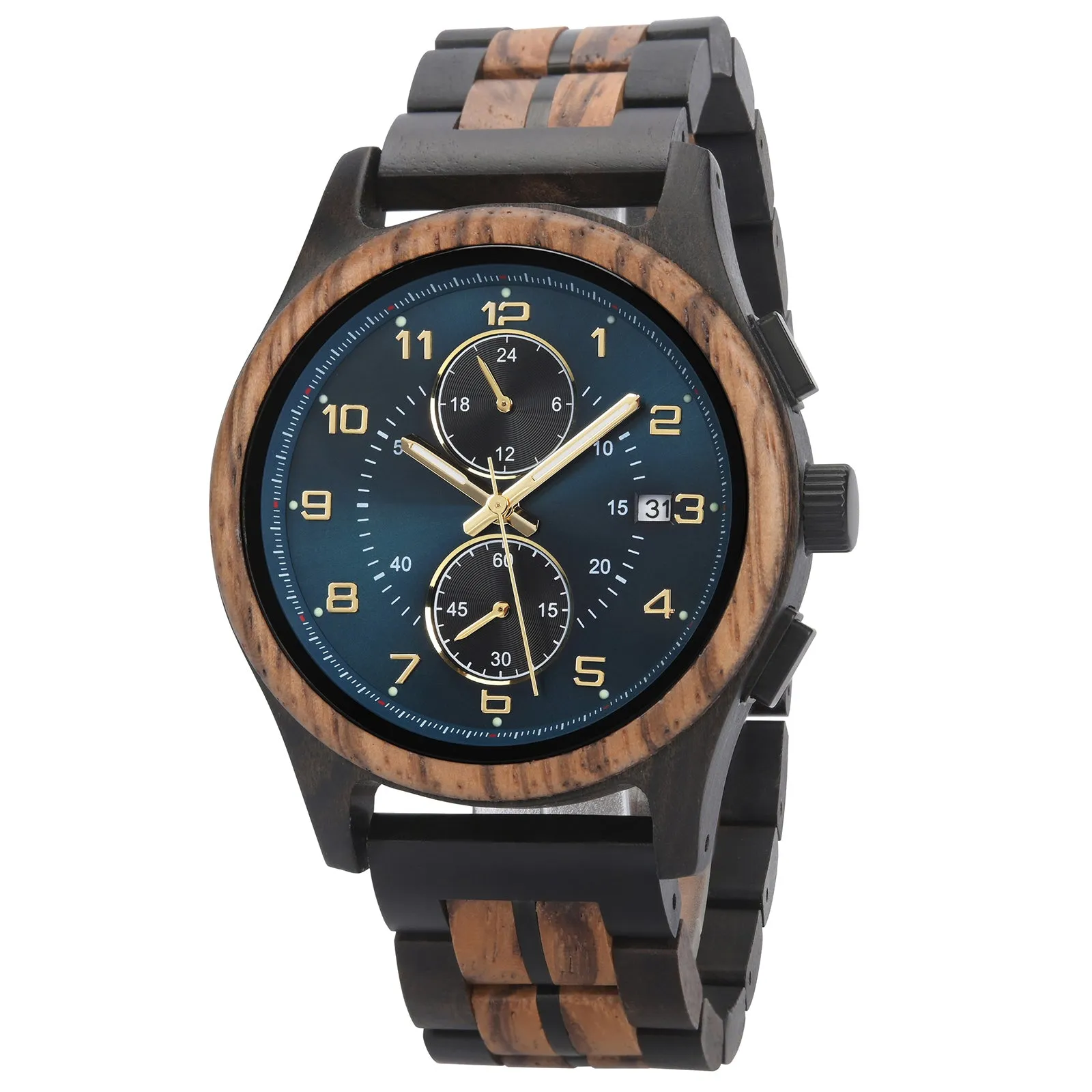 ZEBON - Men Wood Watch Chronograph