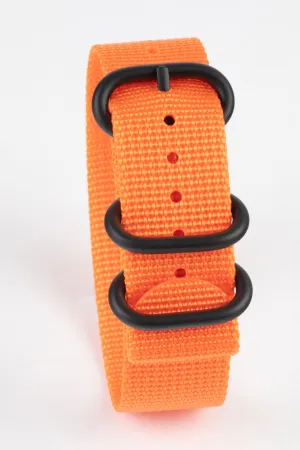 ZULU Nylon Watch Strap with 3 PVD Rings in ORANGE