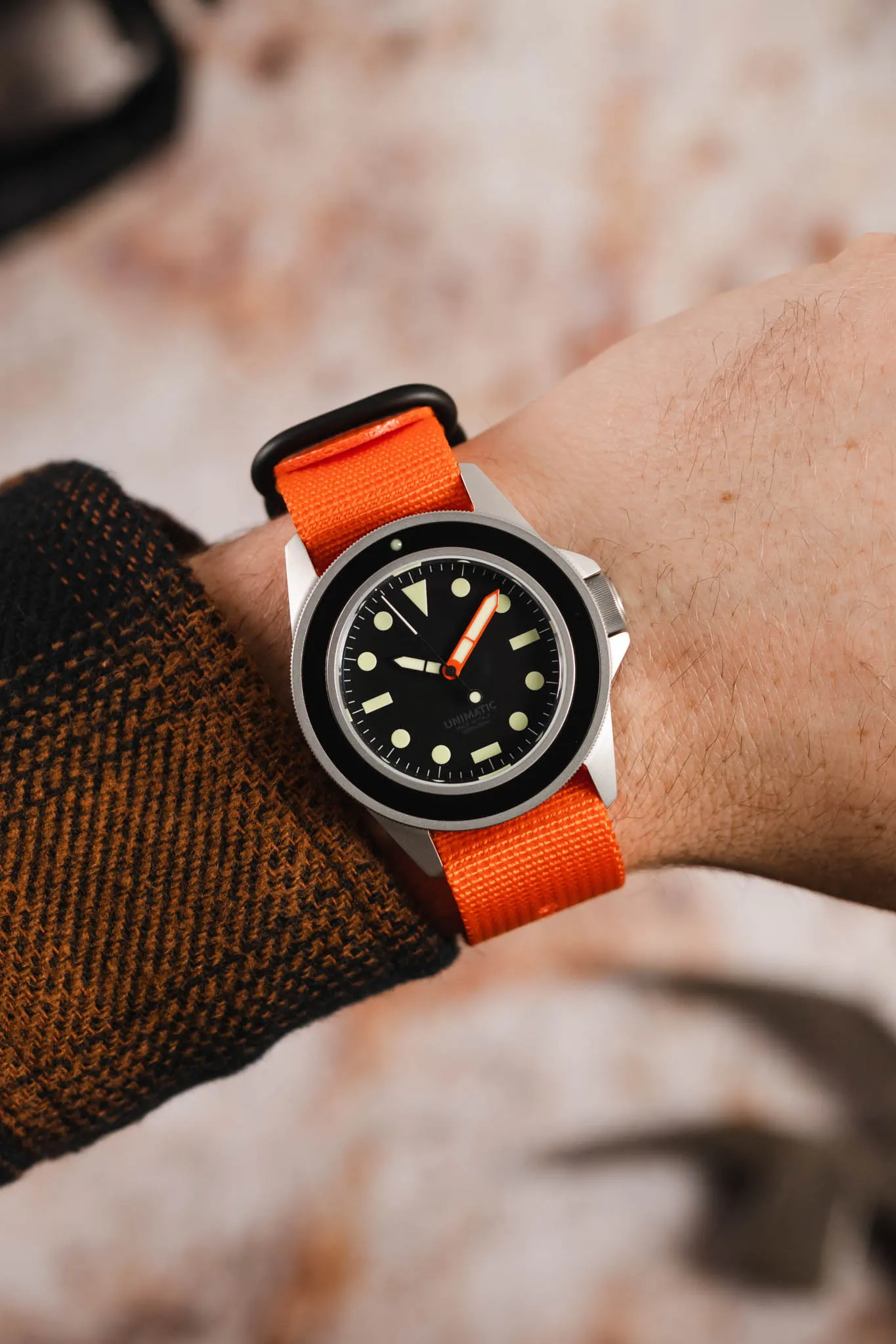 ZULU Nylon Watch Strap with 3 PVD Rings in ORANGE