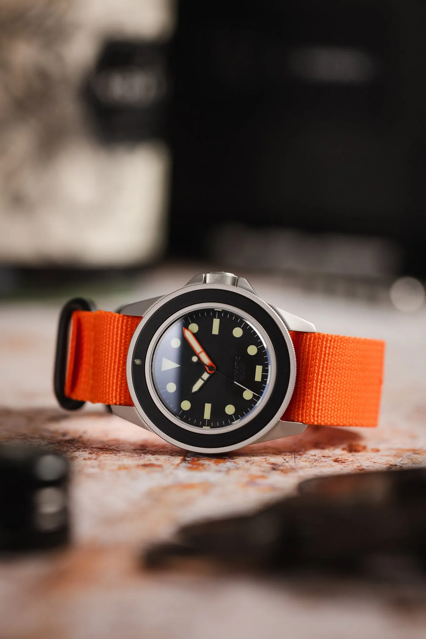ZULU Nylon Watch Strap with 3 PVD Rings in ORANGE