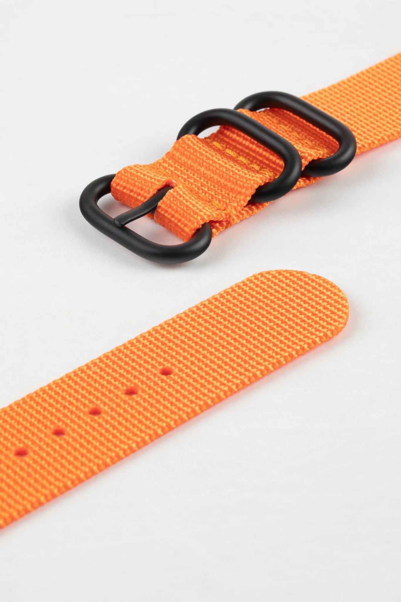 ZULU Nylon Watch Strap with 3 PVD Rings in ORANGE