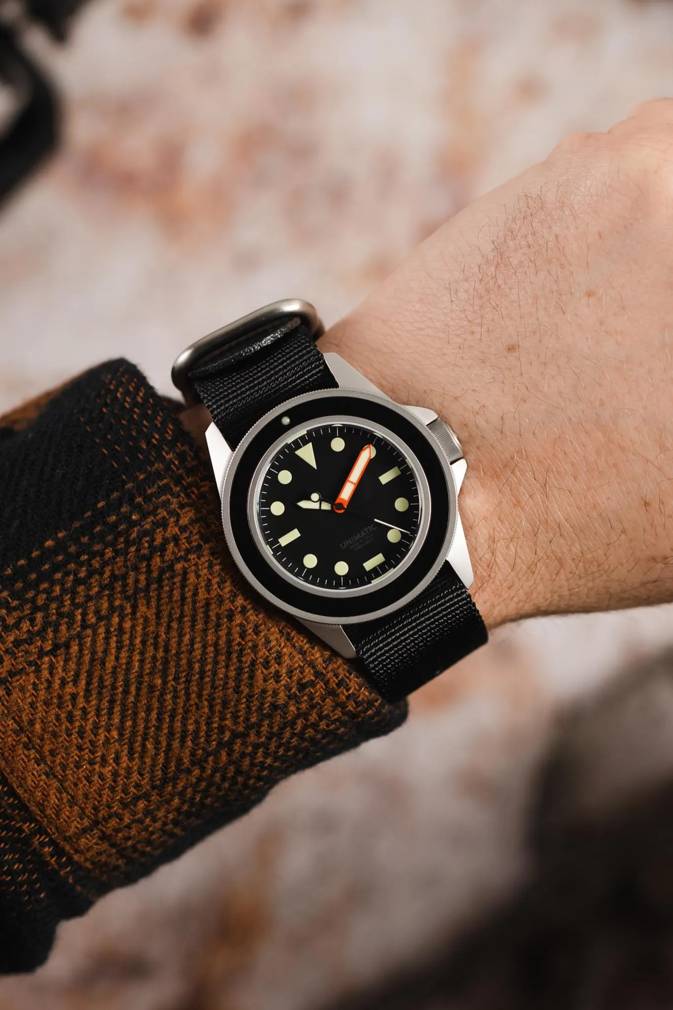 ZULU Nylon Watch Strap with 3 Steel Rings in BLACK