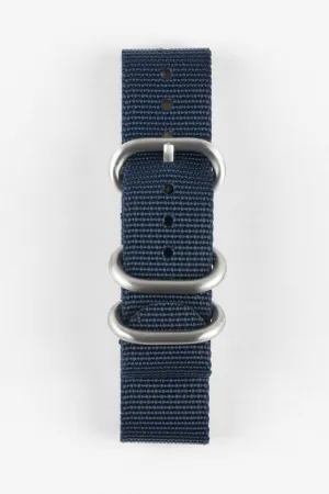 ZULU Nylon Watch Strap with 3 Steel Rings in DARK BLUE