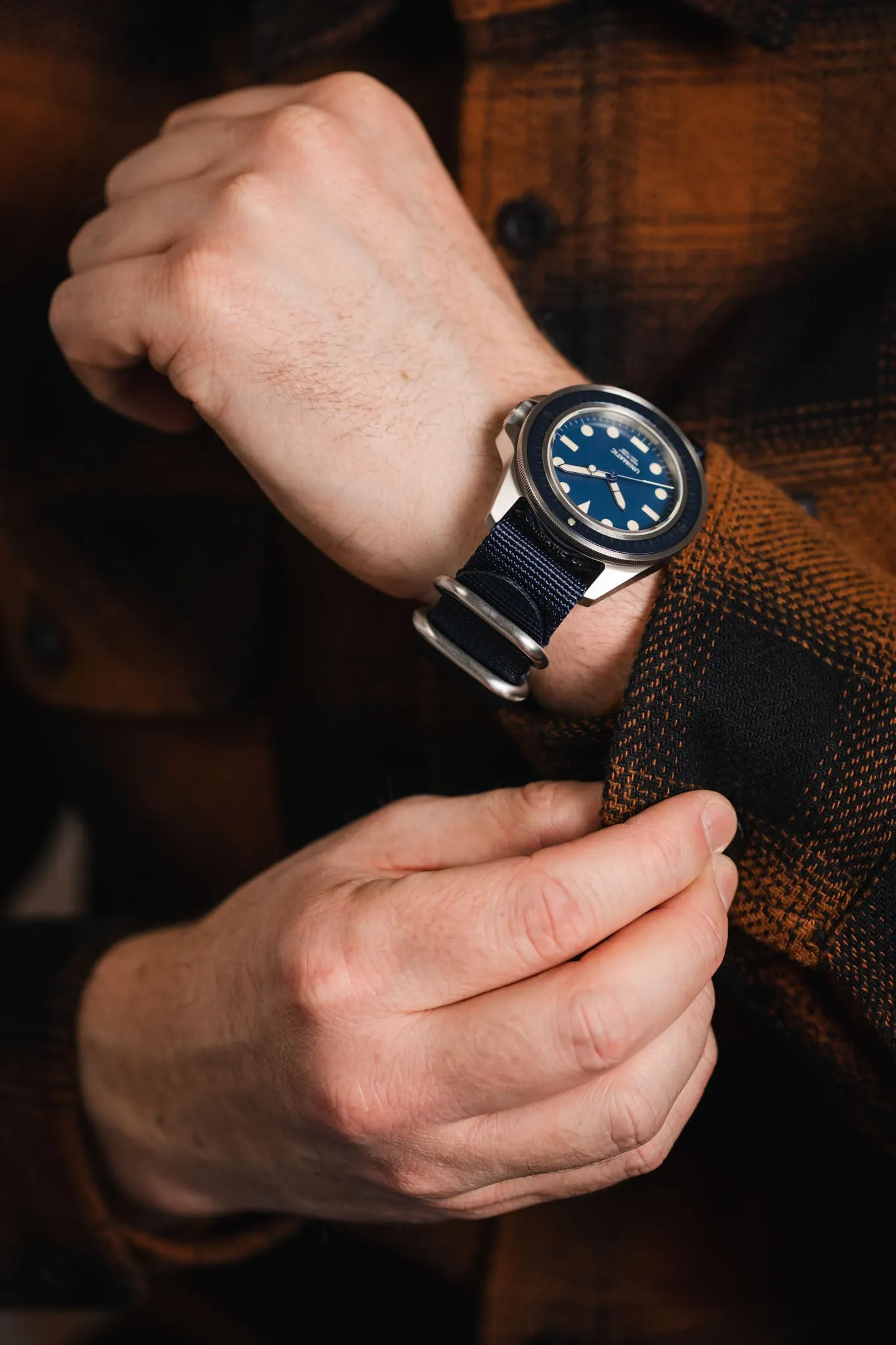 ZULU Nylon Watch Strap with 3 Steel Rings in DARK BLUE